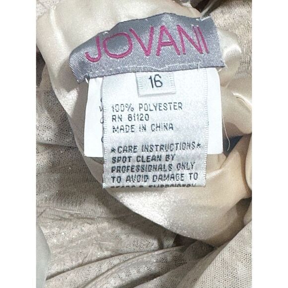 Jovani Strapless Trumpet Embroidered‎ Corset Prom Dress Gown Light Cafe Size 16 - Picture 3 of 15